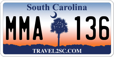 SC license plate MMA136