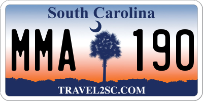 SC license plate MMA190