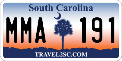 SC license plate MMA191