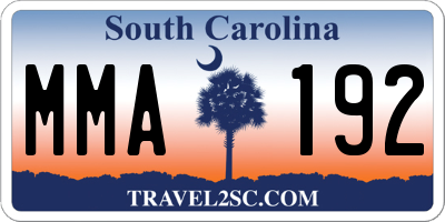 SC license plate MMA192
