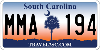 SC license plate MMA194