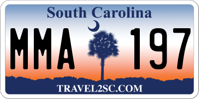 SC license plate MMA197