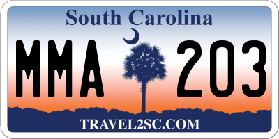 SC license plate MMA203