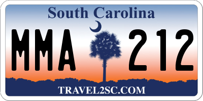SC license plate MMA212