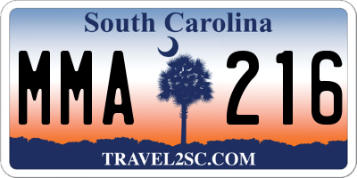 SC license plate MMA216