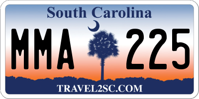 SC license plate MMA225