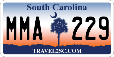 SC license plate MMA229