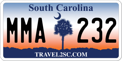 SC license plate MMA232