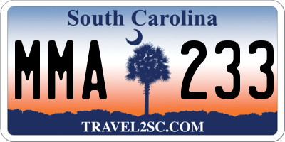 SC license plate MMA233