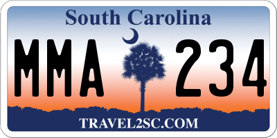 SC license plate MMA234