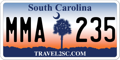 SC license plate MMA235