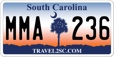 SC license plate MMA236