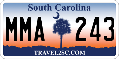 SC license plate MMA243