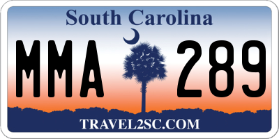 SC license plate MMA289