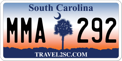SC license plate MMA292