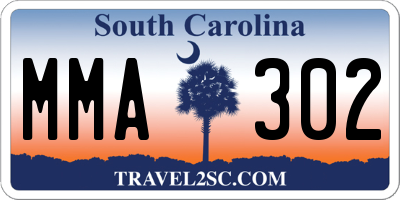SC license plate MMA302