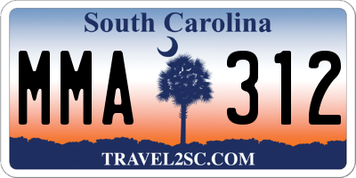 SC license plate MMA312