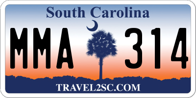 SC license plate MMA314