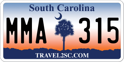 SC license plate MMA315