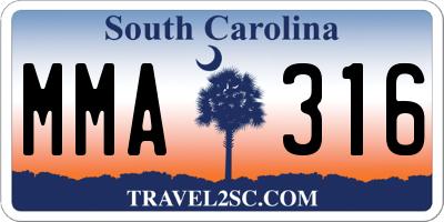 SC license plate MMA316