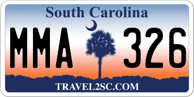 SC license plate MMA326