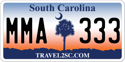 SC license plate MMA333