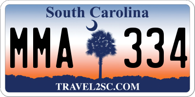 SC license plate MMA334