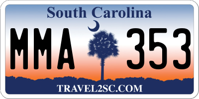 SC license plate MMA353