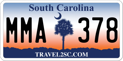 SC license plate MMA378