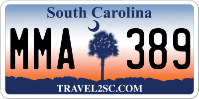 SC license plate MMA389
