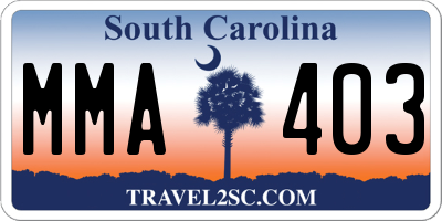SC license plate MMA403