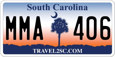 SC license plate MMA406