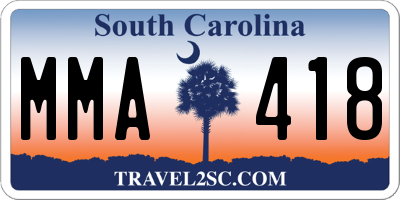 SC license plate MMA418