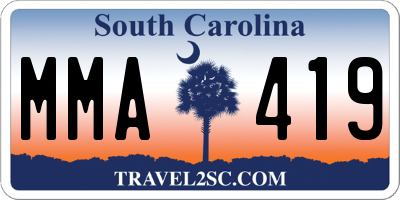 SC license plate MMA419