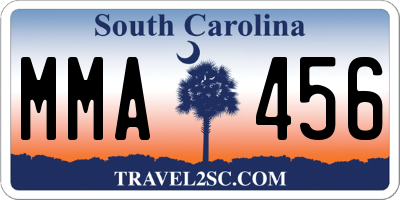 SC license plate MMA456