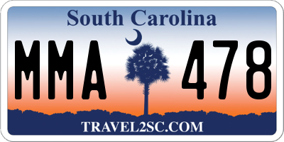 SC license plate MMA478