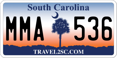 SC license plate MMA536