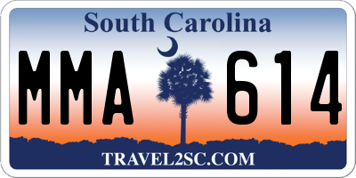 SC license plate MMA614