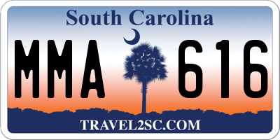 SC license plate MMA616