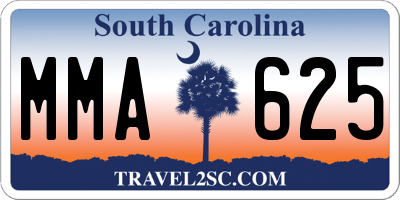 SC license plate MMA625