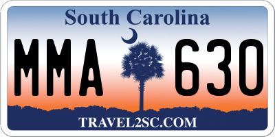 SC license plate MMA630