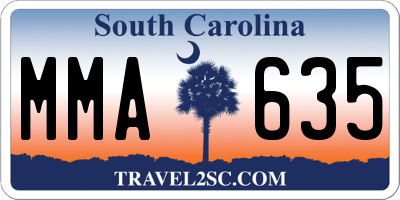 SC license plate MMA635