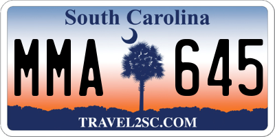 SC license plate MMA645