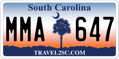 SC license plate MMA647