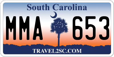 SC license plate MMA653