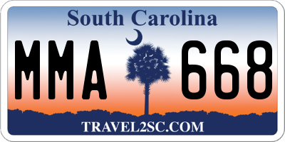 SC license plate MMA668