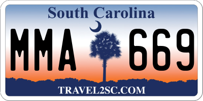 SC license plate MMA669