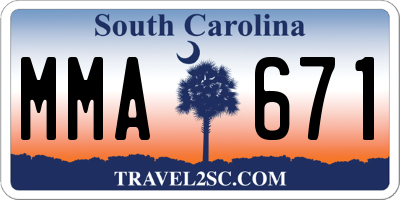 SC license plate MMA671