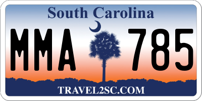 SC license plate MMA785