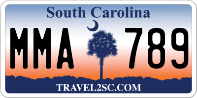 SC license plate MMA789
